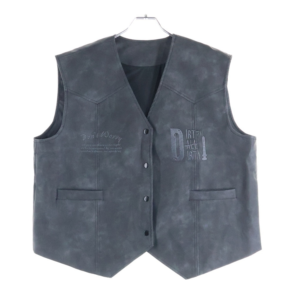 NO BRAND(ノーブランド) DALL CLOTHING（ダルクロージング)×GADORO DIRTY LEATHER VEST ガドロ フェイクレザーベスト ブラック