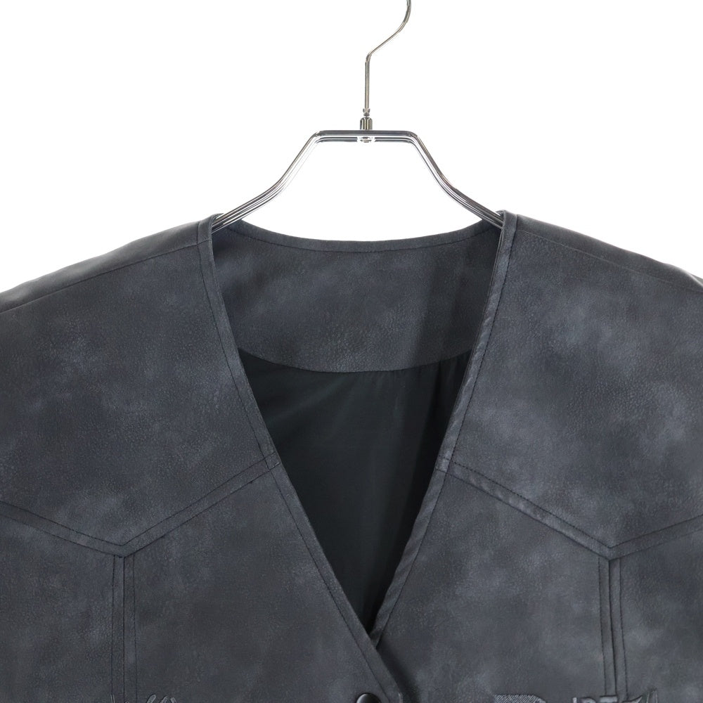 NO BRAND(ノーブランド) DALL CLOTHING（ダルクロージング)×GADORO DIRTY LEATHER VEST ガドロ フェイクレザーベスト ブラック