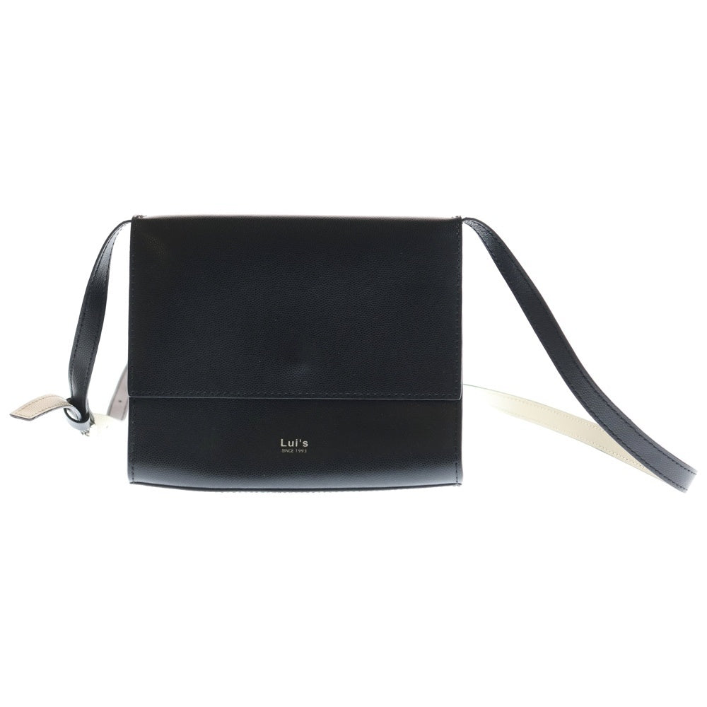 Lui's(ルイス) スプリットレザー フラップショルダーバッグ ブラック レディース