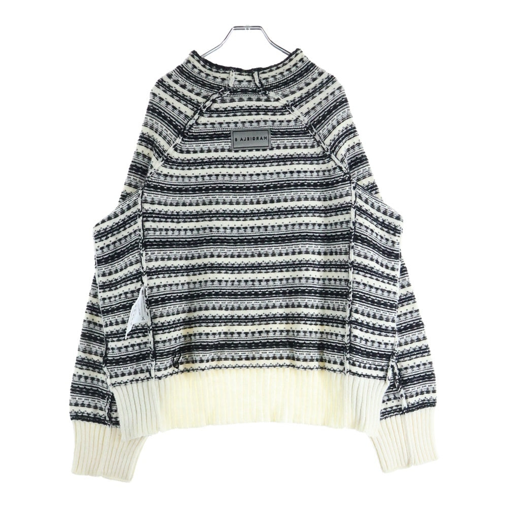 MM6 Maison Margiela(エムエムシックスメゾンマルジェラ) 21AW インサイドアウト ハイネック アクリル ニットセーター 総柄 ホワイト/ブラック S62GP0051