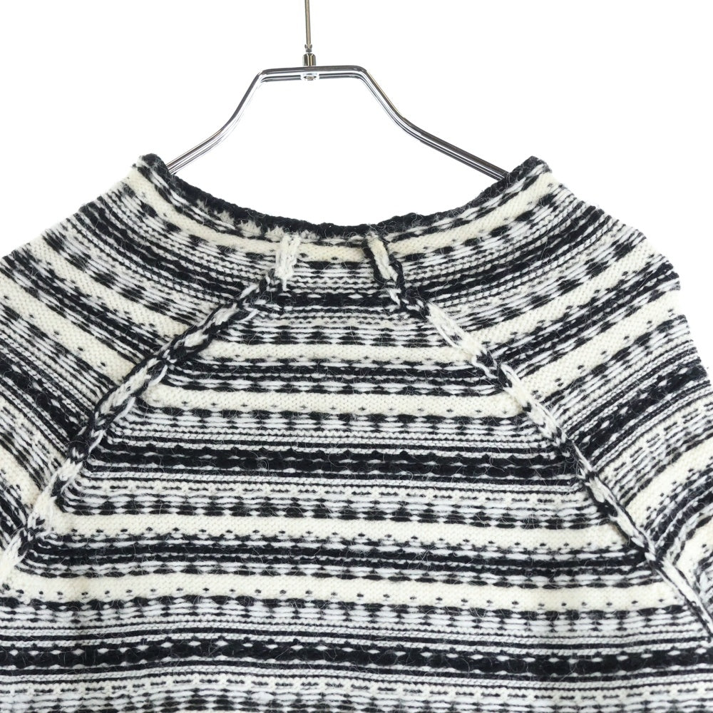 MM6 Maison Margiela(エムエムシックスメゾンマルジェラ) 21AW インサイドアウト ハイネック アクリル ニットセーター 総柄 ホワイト/ブラック S62GP0051