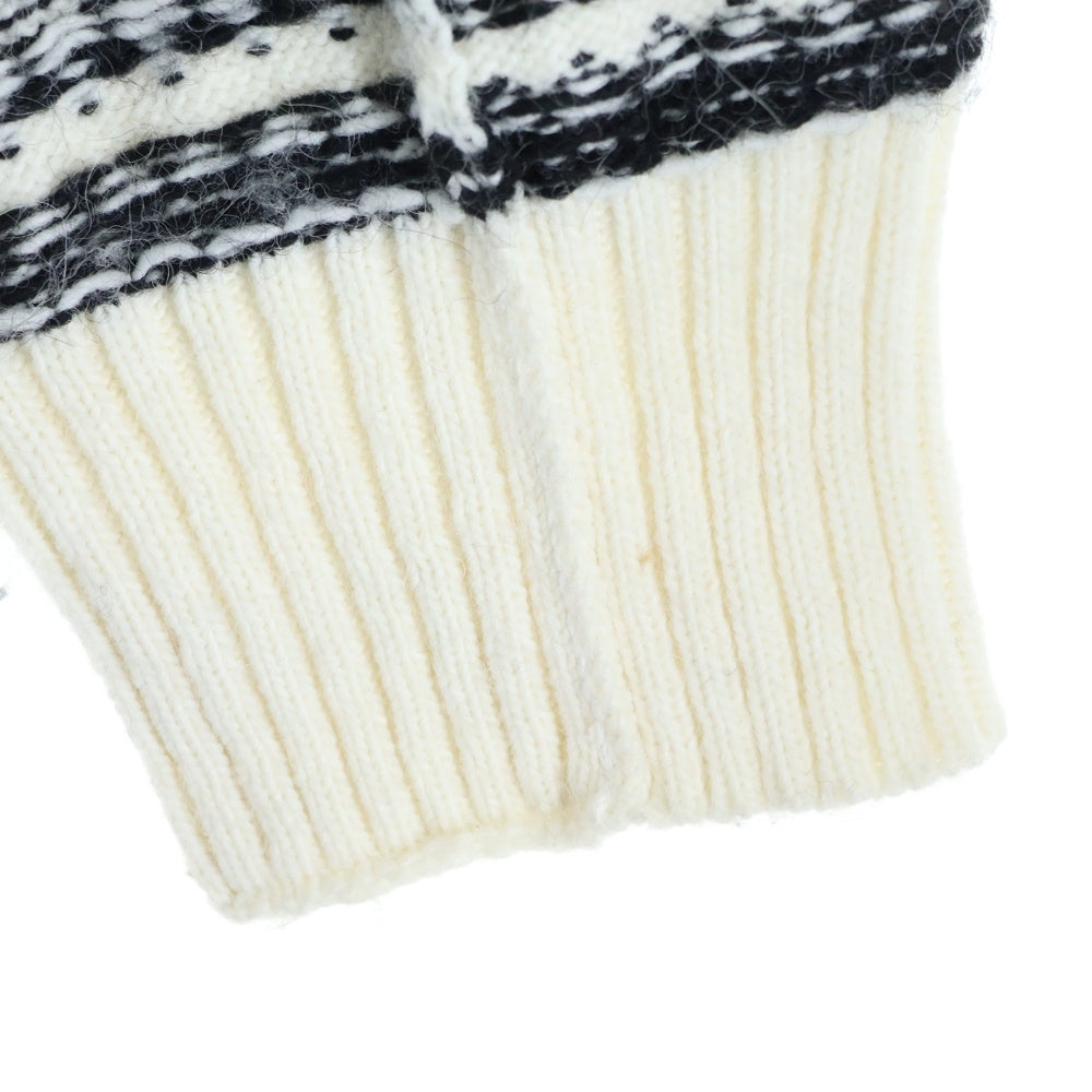 MM6 Maison Margiela(エムエムシックスメゾンマルジェラ) 21AW インサイドアウト ハイネック アクリル ニットセーター 総柄 ホワイト/ブラック S62GP0051