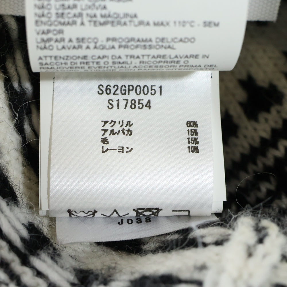 MM6 Maison Margiela(エムエムシックスメゾンマルジェラ) 21AW インサイドアウト ハイネック アクリル ニットセーター 総柄 ホワイト/ブラック S62GP0051