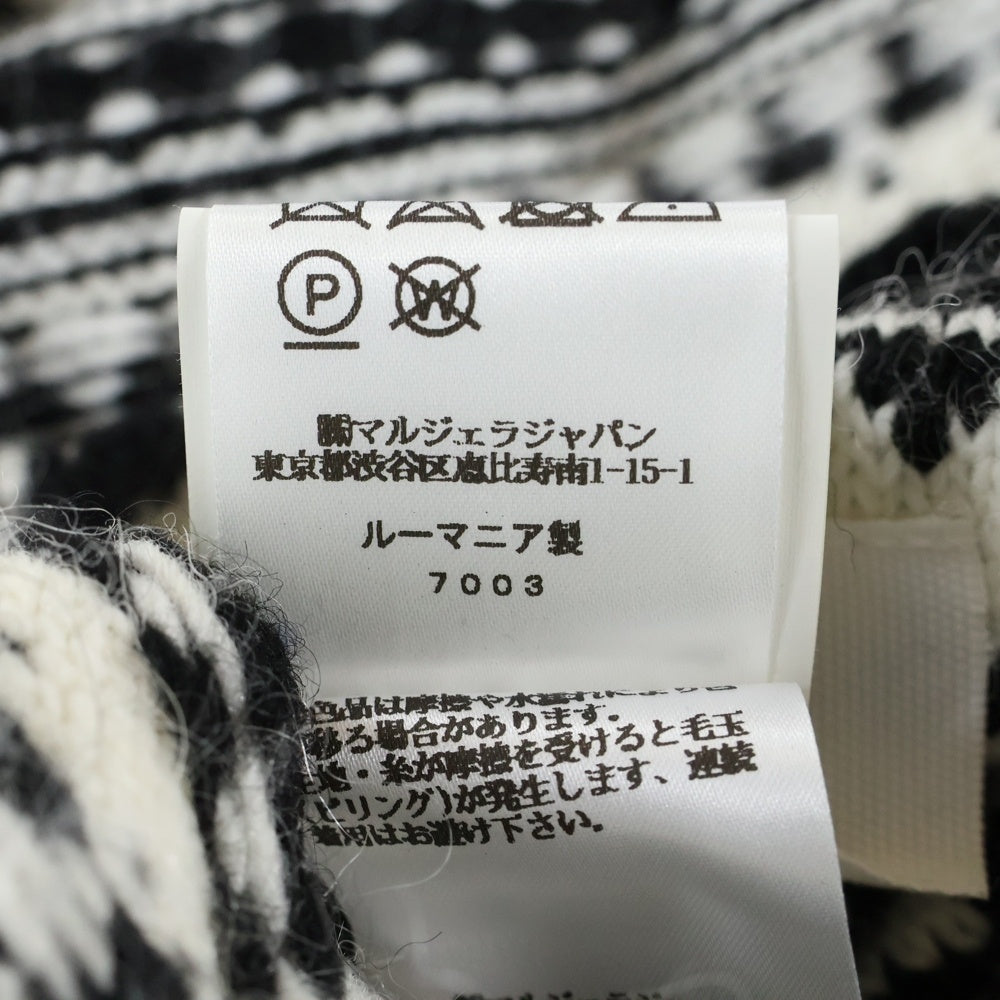 MM6 Maison Margiela(エムエムシックスメゾンマルジェラ) 21AW インサイドアウト ハイネック アクリル ニットセーター 総柄 ホワイト/ブラック S62GP0051