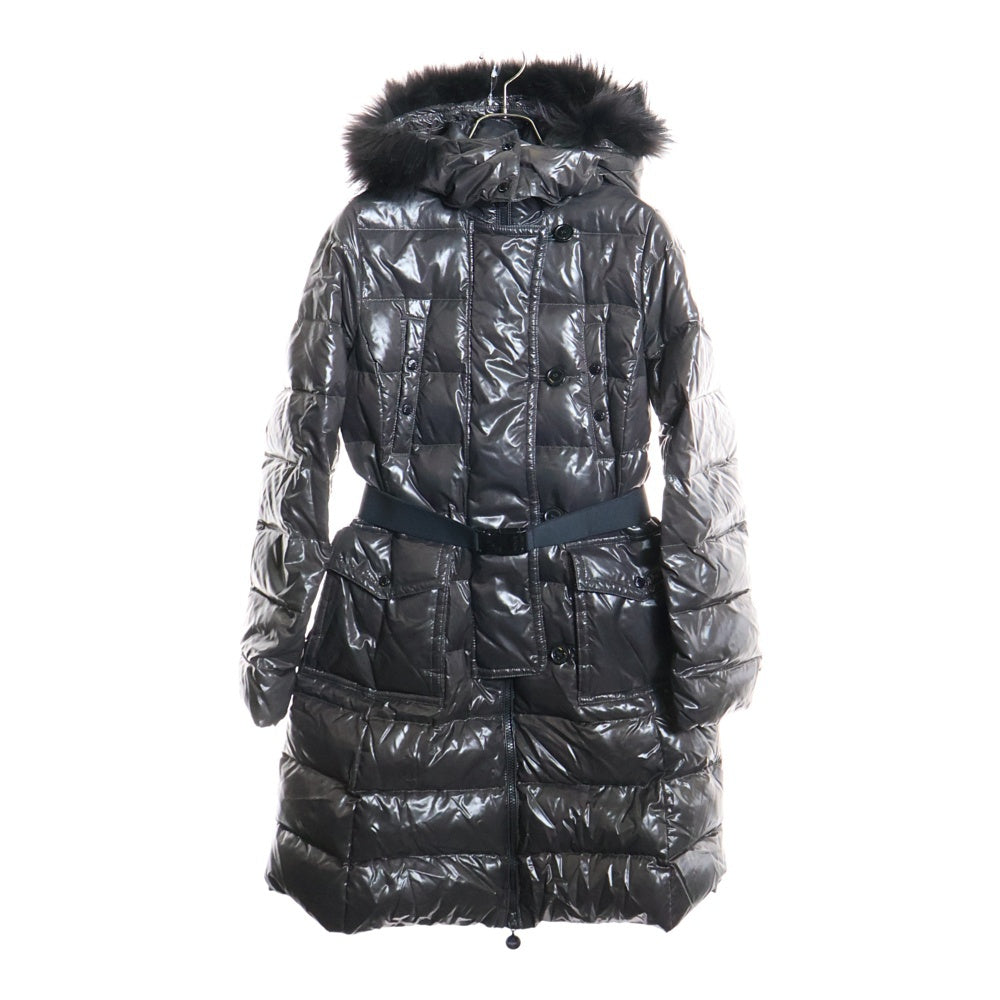 MONCLER(モンクレール) ファー フディー ダウン コート ジャケット ダークグレー レディース