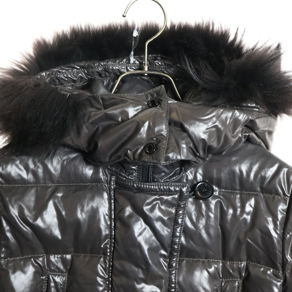 MONCLER(モンクレール) ファー フディー ダウン コート ジャケット ダークグレー レディース
