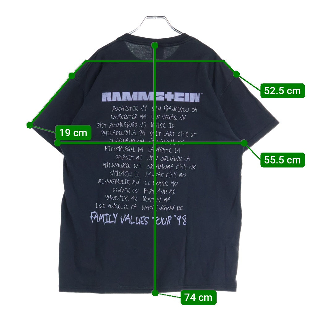 VINTAGE(ヴィンテージ) 90S VINTAGE RAMMSTEIN FAMILY VALUES TOUR 1998 DELTA ヴィンテージ ラムシュタイン ファミリーバリューズツアー 両面プリント クルーネック 半袖Tシャツ