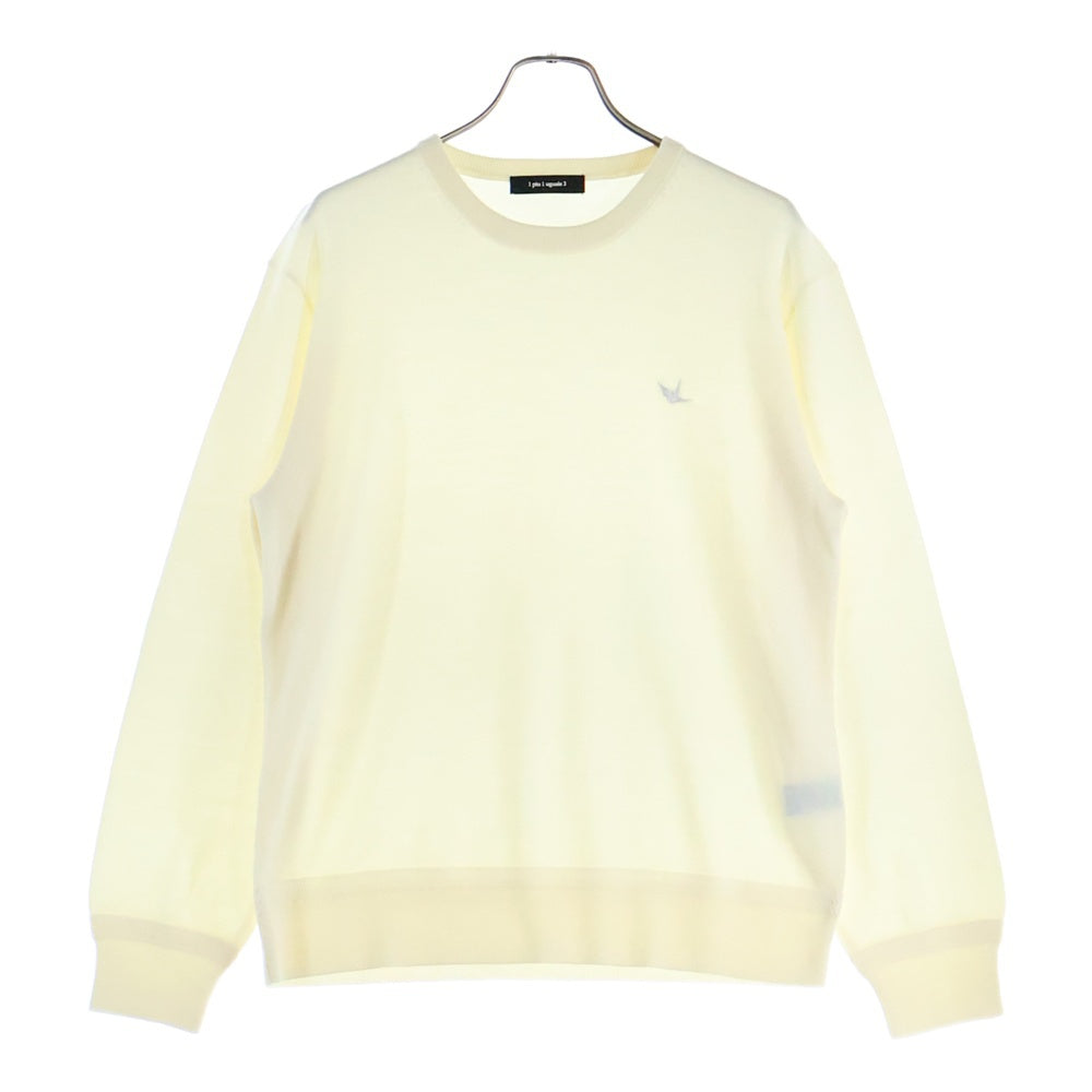 1 PIU 1 UGUALE 3(ウノピゥウノウグァーレトレ) CREW KNIT フロント刺繍 クルーネックニットセーター ホワイト MRK280 WOL167