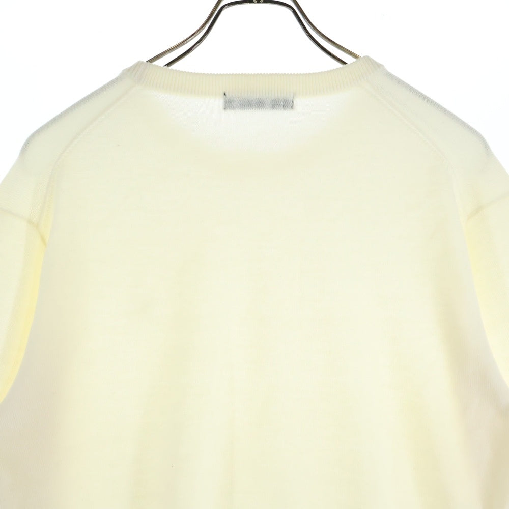 1 PIU 1 UGUALE 3(ウノピゥウノウグァーレトレ) CREW KNIT フロント刺繍 クルーネックニットセーター ホワイト MRK280 WOL167