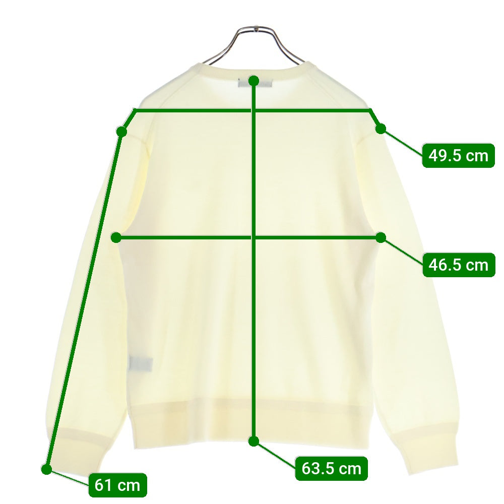 1 PIU 1 UGUALE 3(ウノピゥウノウグァーレトレ) CREW KNIT フロント刺繍 クルーネックニットセーター ホワイト MRK280 WOL167