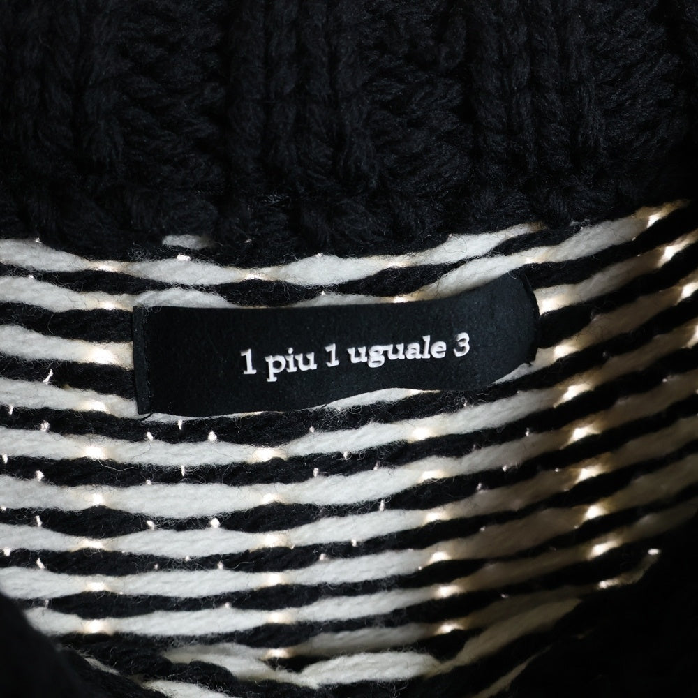 1 PIU 1 UGUALE 3(ウノピゥウノウグァーレトレ) NORDIC BIG CREW ノルディック ビッグ クルーネックニットセーター ブラック/ホワイト MRK262 WOL152