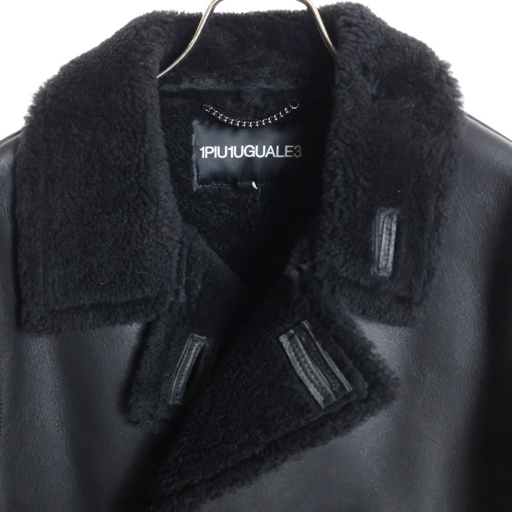 1 PIU 1 UGUALE 3(ウノピゥウノウグァーレトレ) P-COAT シープスキン ムートントレンチコート ブラック MRC155 LAB057