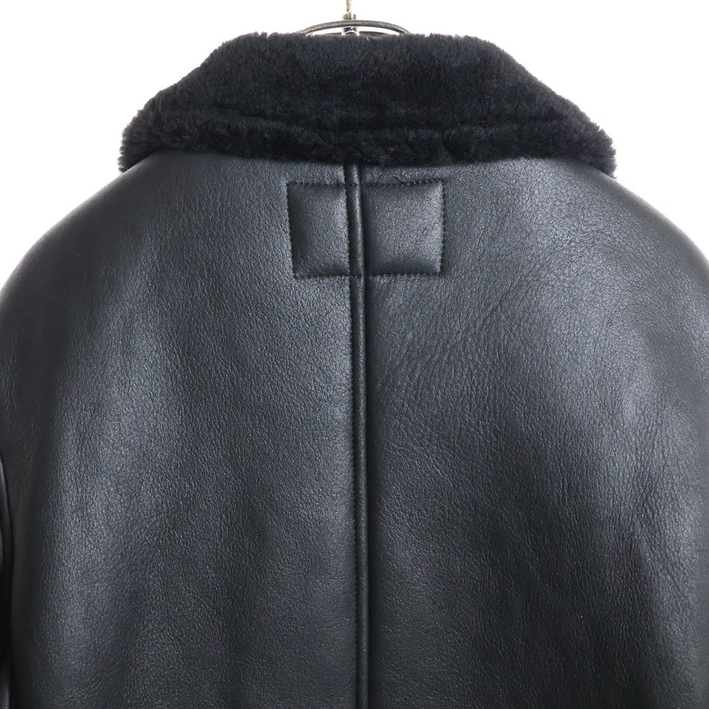 1 PIU 1 UGUALE 3(ウノピゥウノウグァーレトレ) P-COAT シープスキン ムートントレンチコート ブラック MRC155 LAB057