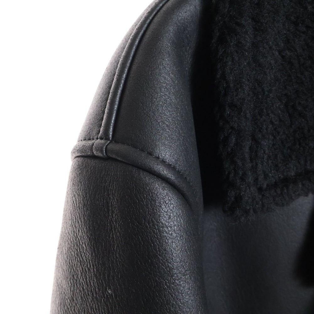 1 PIU 1 UGUALE 3(ウノピゥウノウグァーレトレ) P-COAT シープスキン ムートントレンチコート ブラック MRC155 LAB057