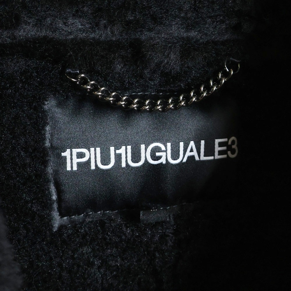 1 PIU 1 UGUALE 3(ウノピゥウノウグァーレトレ) P-COAT シープスキン ムートントレンチコート ブラック MRC155 LAB057