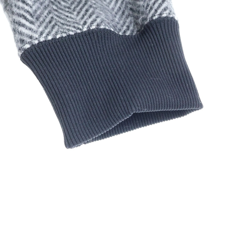 1 PIU 1 UGUALE 3(ウノピゥウノウグァーレトレ) AUTHENTIC PARKA オーセンティック ヘリンボーン プルオーバースウェットパーカー フーディー グレー/ブラック MRB698 WOL165