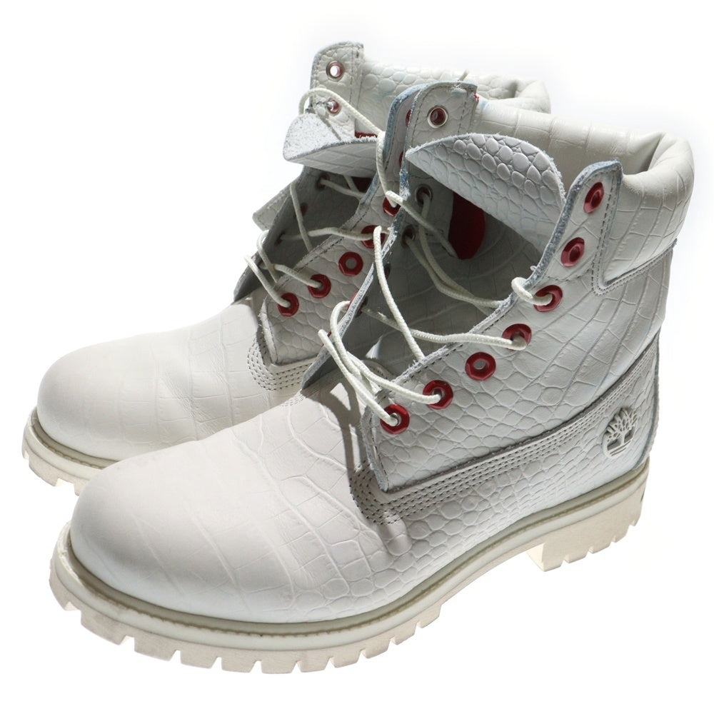 Timberland(ティンバーランド) 6INCH PREMIUM BOOTS WHITE EXOTIC CROCODILE 6インチ プレミアム クロコ型押し レースアップブーツ ホワイト A1P9Q A18
