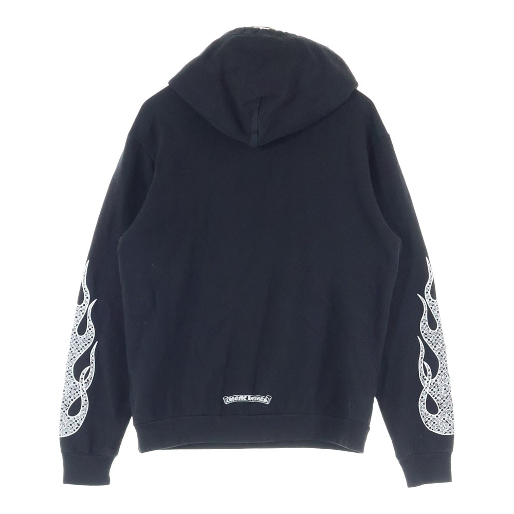CHROME HEARTS(クロムハーツ) SWTSHRT PLVR ファイヤーパターン プルオーバースウェットパーカー フーディ ブラック