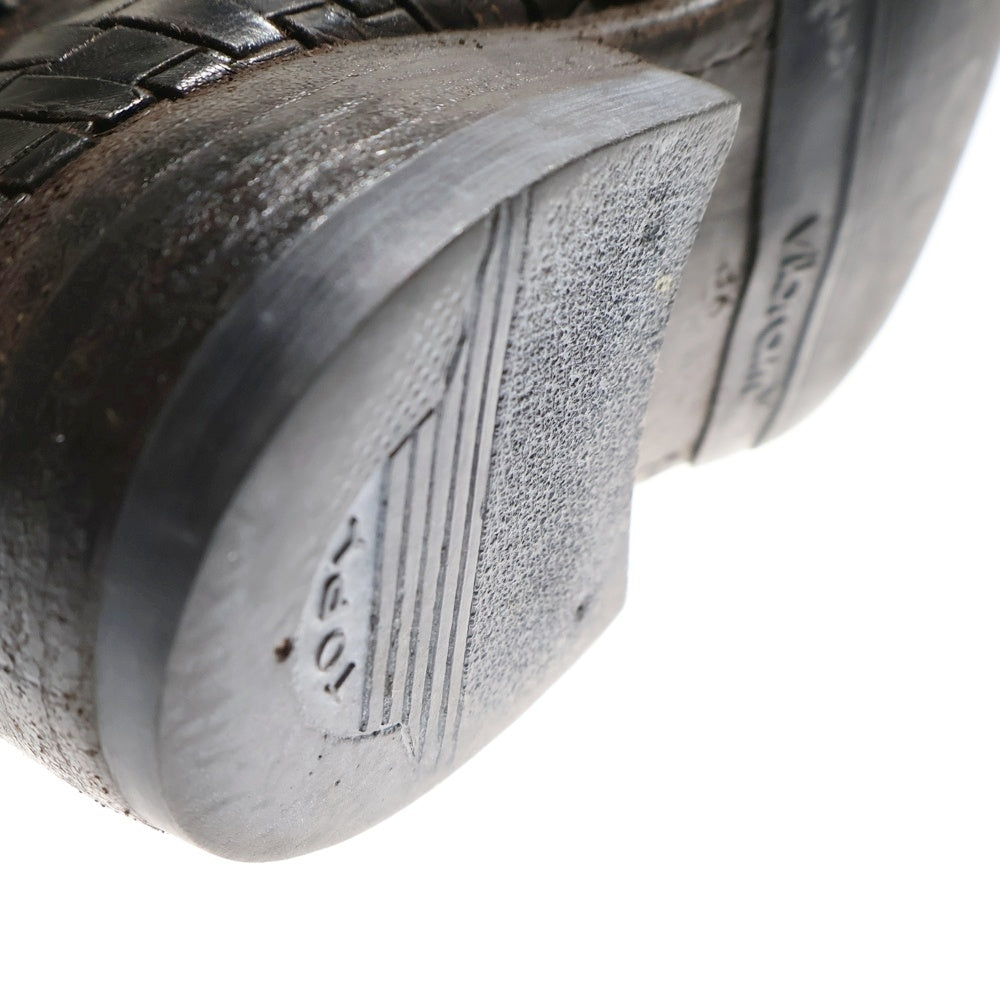 GUIDI(グイディ) Intrecciato Back Zip Boots イントレチャート バックジップ ハイカット レザーブーツ レディース ブラック