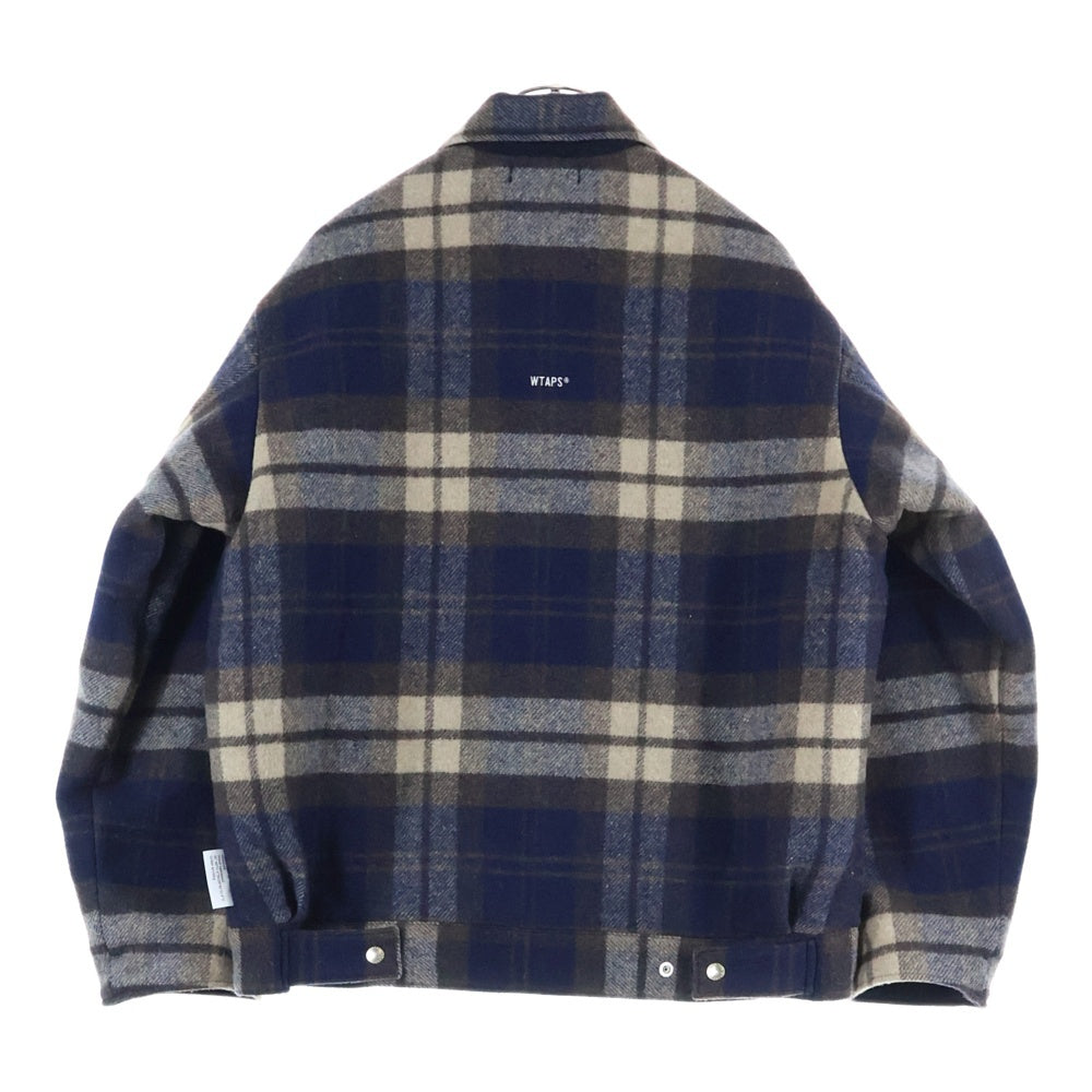 WTAPS(ダブルタップス) 25AW WOPL MELTON TEXTILE WRECKER JACKET チェック柄 ウールメルトン レッカージャケット ブルゾン ネイビー/ブラウン 252TQDT-JKM03