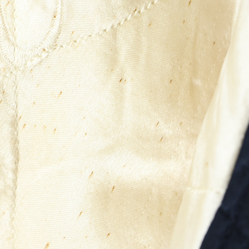 HOUSTON(ヒューストン) 90S VINTAGE ヴィンテージ 飛有棲屯 漢字タグ スカジャン ジップアップブルゾン ネイビー/ホワイト