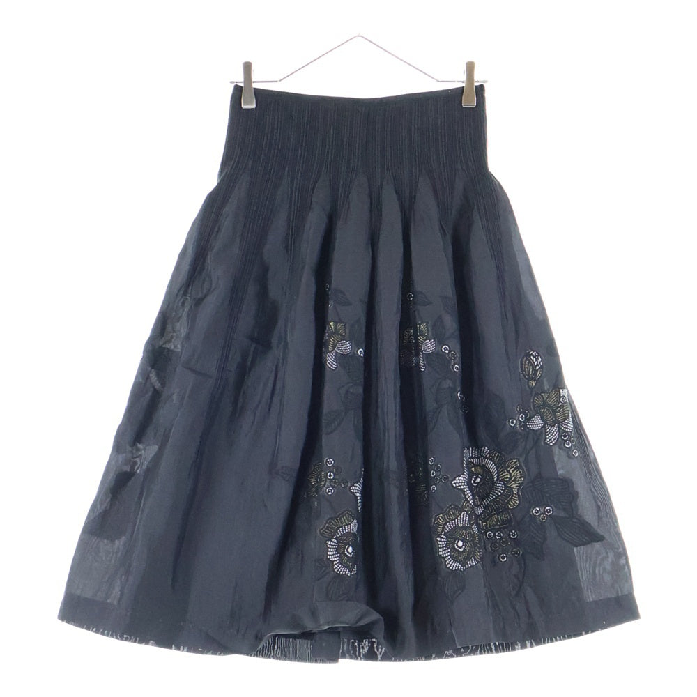 NO BRAND(ノーブランド) GIANNI LO GIUDICE ジャンニロジュディチェ フラワーエンブロイダリー ロングスカート ブラック レディース NQHAV-12530