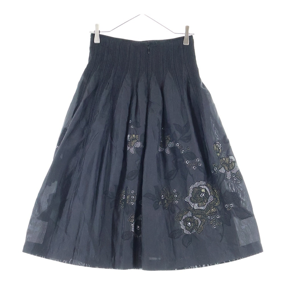 NO BRAND(ノーブランド) GIANNI LO GIUDICE ジャンニロジュディチェ フラワーエンブロイダリー ロングスカート ブラック レディース NQHAV-12530