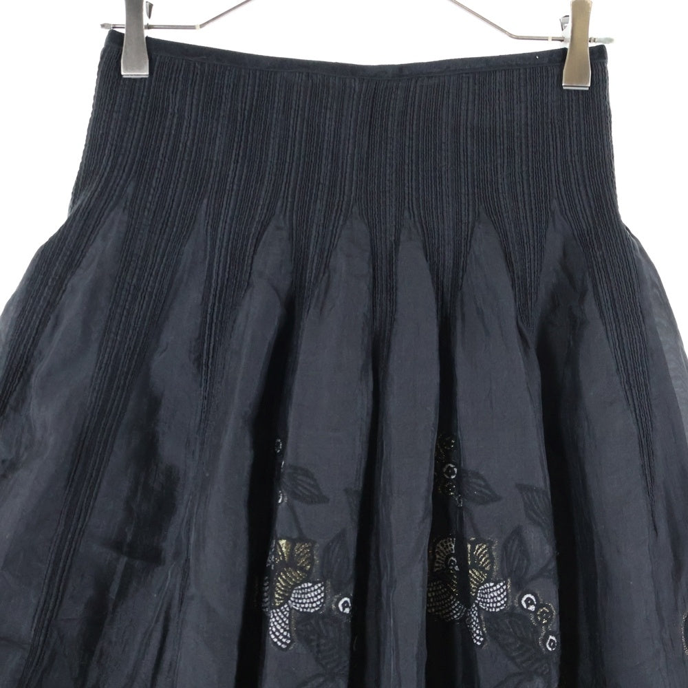 NO BRAND(ノーブランド) GIANNI LO GIUDICE ジャンニロジュディチェ フラワーエンブロイダリー ロングスカート ブラック レディース NQHAV-12530