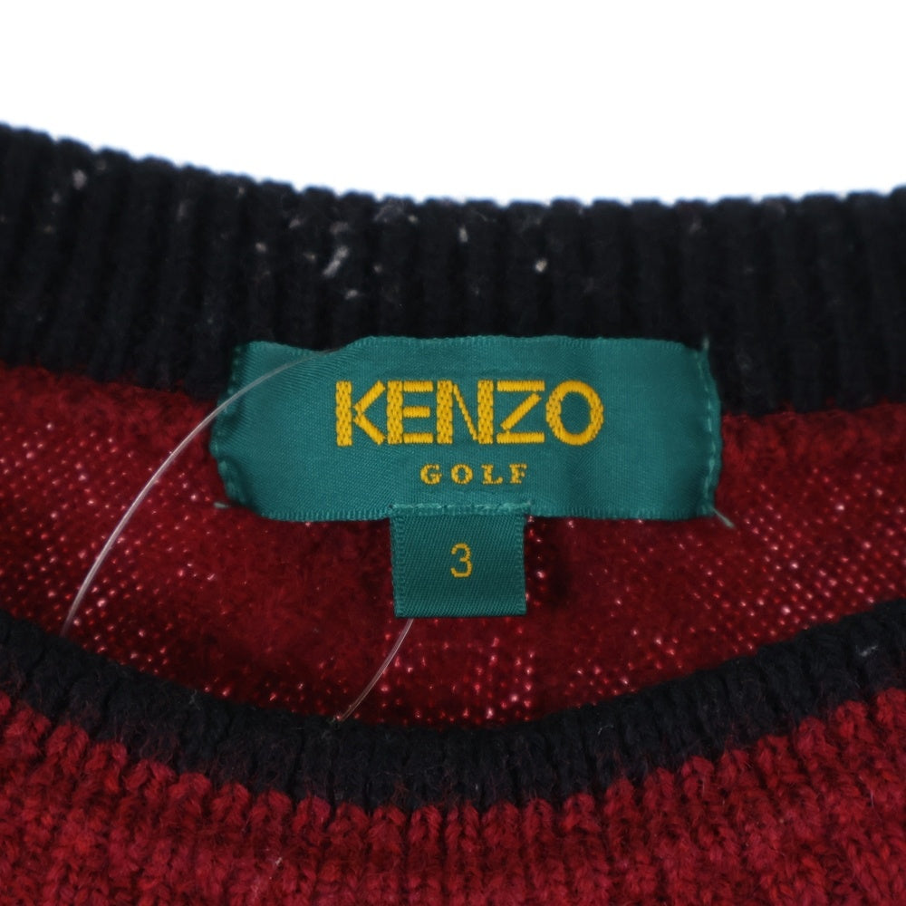 KENZO(ケンゾー) 胸ロゴデザイン カラー切り替え ニット セーター レッド