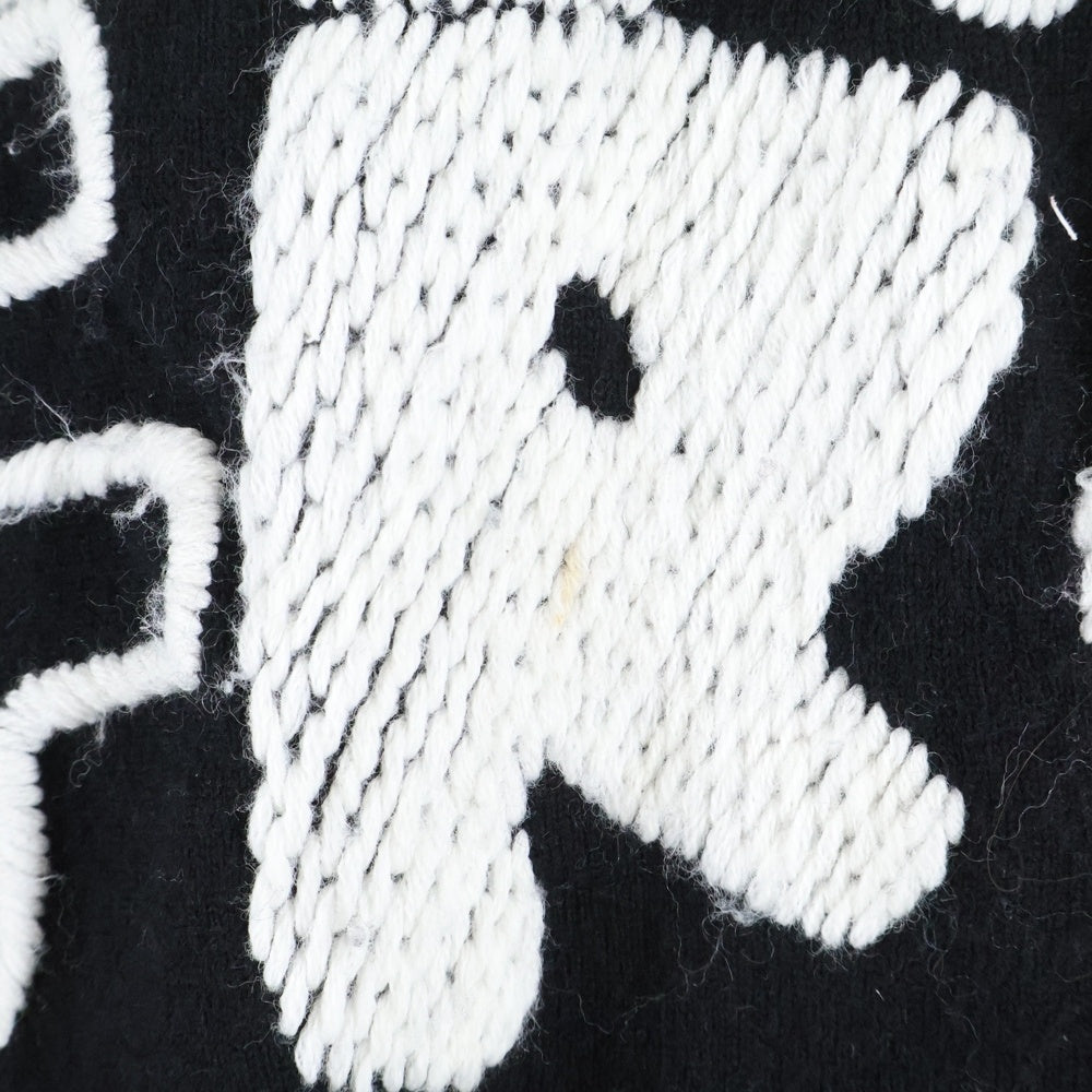 COMME des GARCONS SHIRT(コムデギャルソンシャツ) WOOL JERSEY GAUGE12 LIVE FREE EMBROIDERY ウール ジャージー ゲージトゥエルブ リブフリー エンブロイダリー ニット セーター ブラック FN-N003