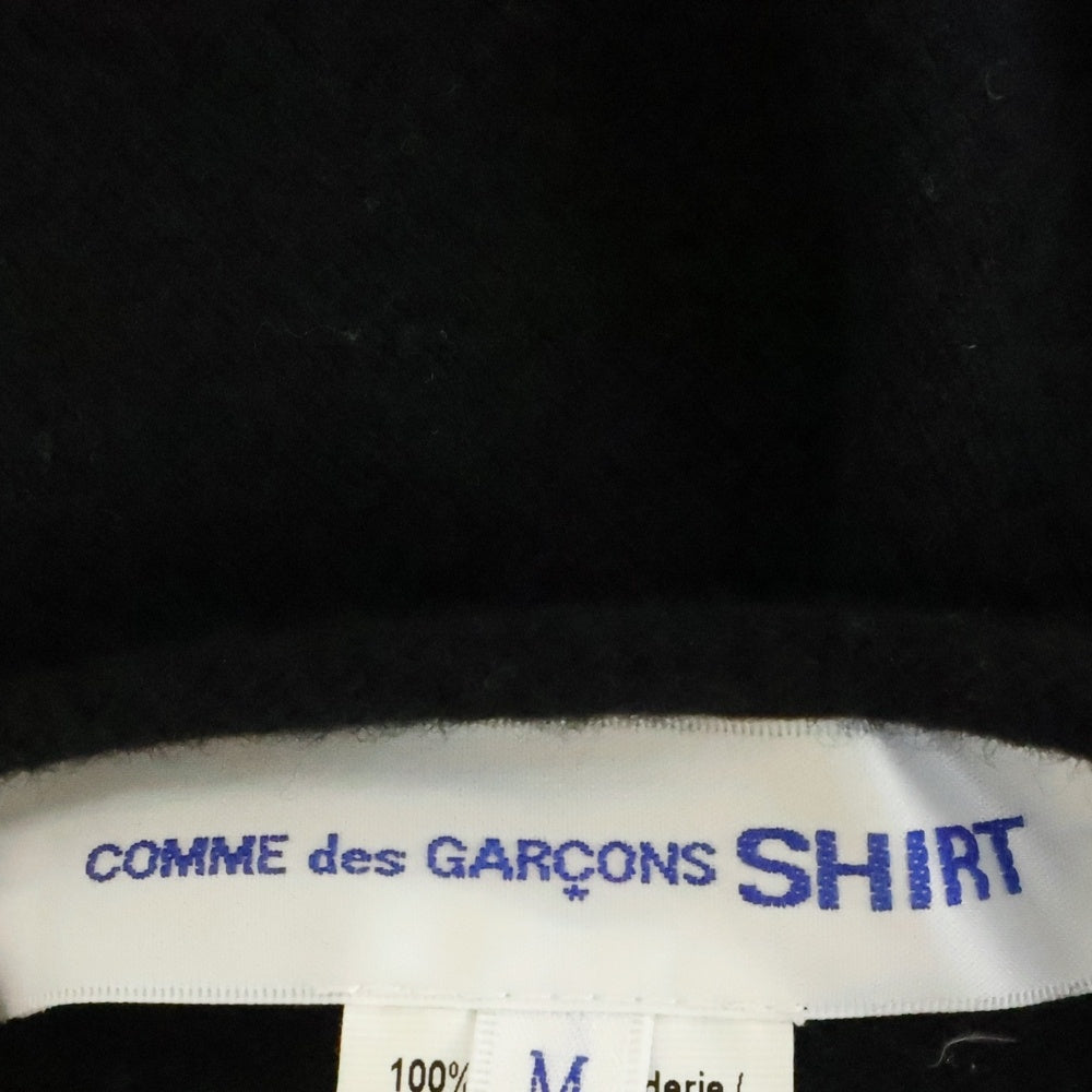 COMME des GARCONS SHIRT(コムデギャルソンシャツ) WOOL JERSEY GAUGE12 LIVE FREE EMBROIDERY ウール ジャージー ゲージトゥエルブ リブフリー エンブロイダリー ニット セーター ブラック FN-N003