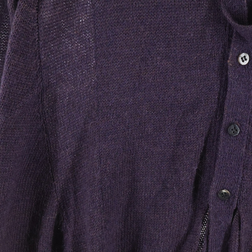 Y's(ワイズ) 17AW ウール混 ノーカラー ニットカーディガン レディース パープル YL-K89-577