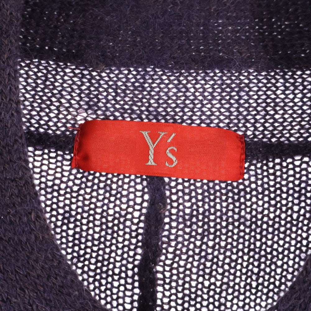 Y's(ワイズ) 17AW ウール混 ノーカラー ニットカーディガン レディース パープル YL-K89-577