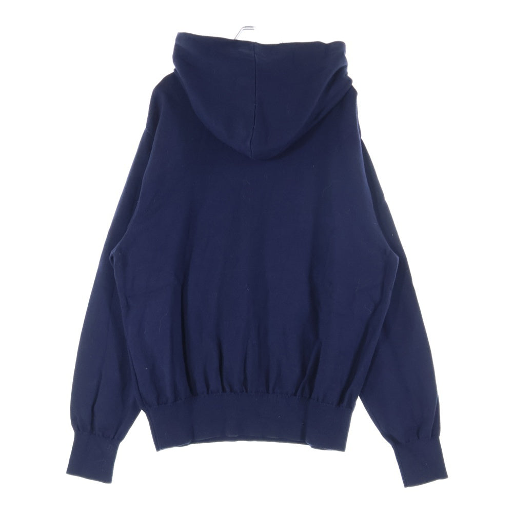 NO BRAND(ノーブランド) 23AW A SWEATER IS FOR EVERYDAY HOODIE 日本製 カシミア混 コットンナイロンニットパーカー セーター ネイビー 25-232-003