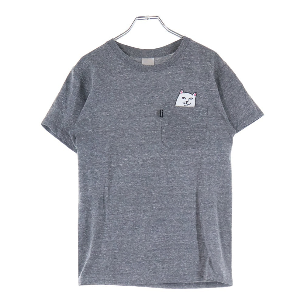 RIPN DIP(リップンディプ) フロントプリント 半袖 ポケットTシャツ カットソー グレー