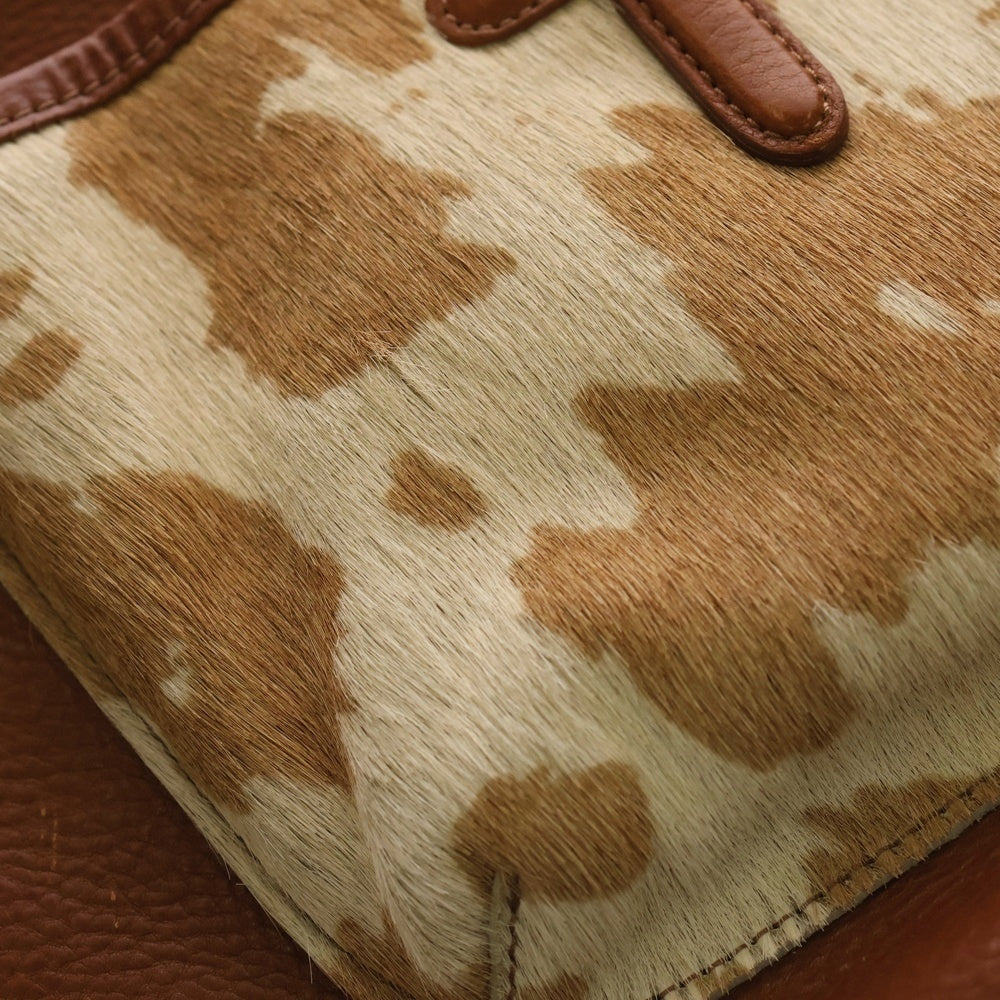 CLEDRAN(クレドラン) ハラコ 切替 レザー ハンド バッグ レディース ブラウン