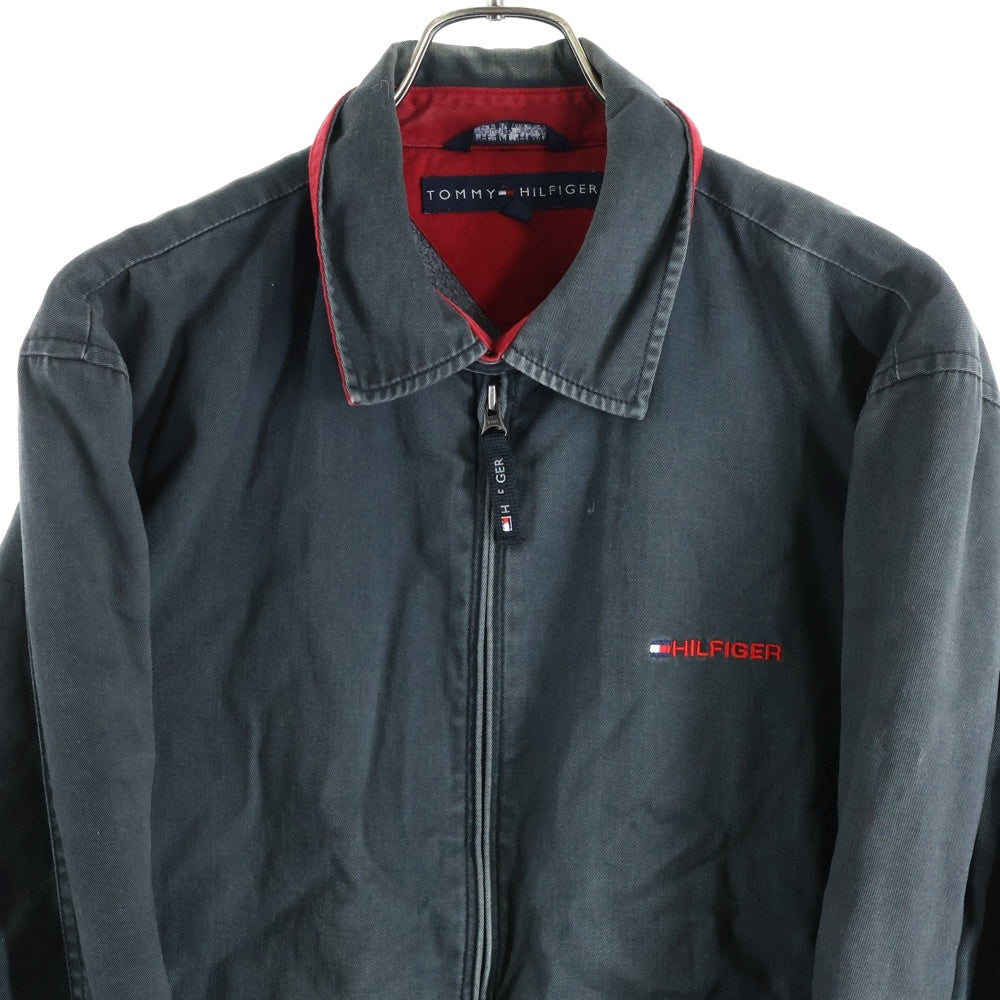 TOMMY HILFIGER(トミーヒルフィガー) 00S ロゴ刺繍 コットン ジップアップジャケット ブルゾン ブラック