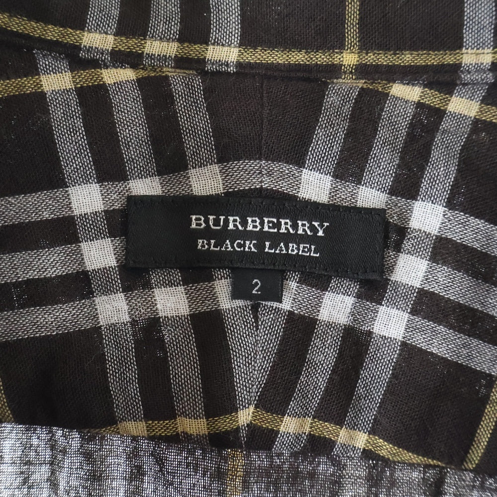 BURBERRY BLACK LABEL(バーバリー ブラックレーベル) ホース刺繍 チェック柄 コットン 長袖シャツ ブラウン BMW04-903-58