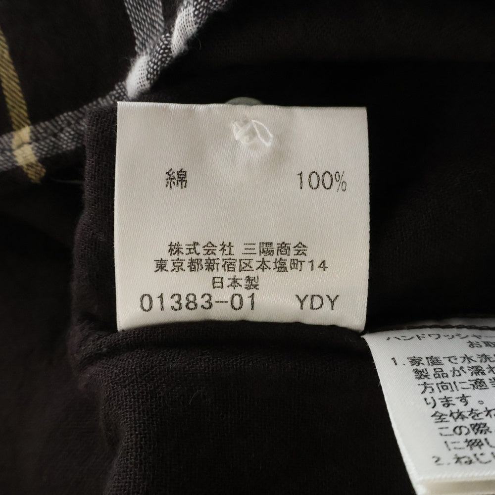 BURBERRY BLACK LABEL(バーバリー ブラックレーベル) ホース刺繍 チェック柄 コットン 長袖シャツ ブラウン BMW04-903-58