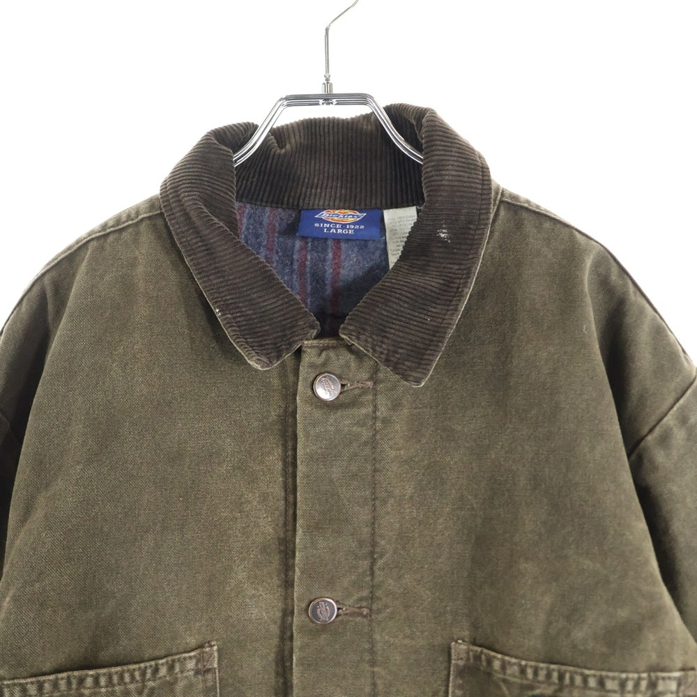 Dickies(ディッキーズ) 90S 裏ブランケット ロゴパッチ ダック地 カバーオール ジャケット カーキ/ブラウン