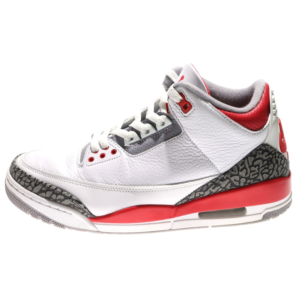 NIKE(ナイキ) AIR JORDAN 3 RETRO エアジョーダン 3 レトロ ファイヤーレッド ハイカットスニーカー ホワイト/レッド US9.5/27.5cm DN3707-160