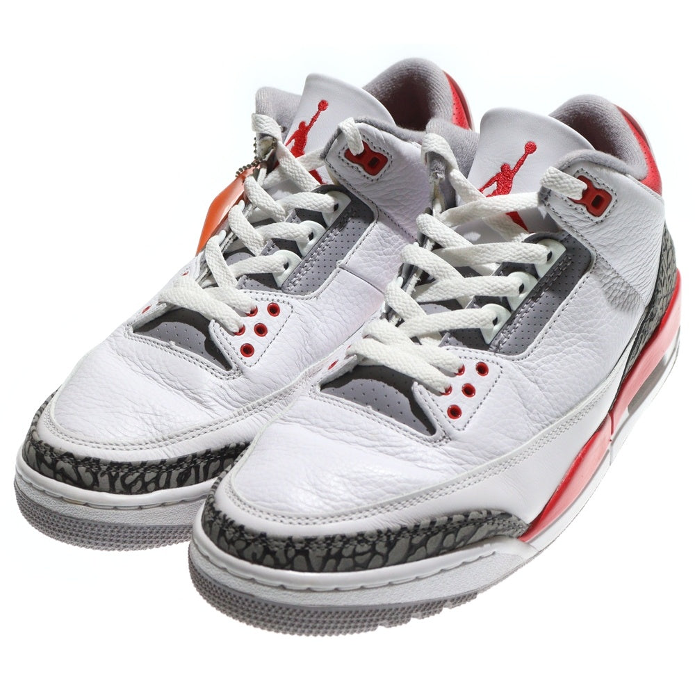 NIKE(ナイキ) AIR JORDAN 3 RETRO エアジョーダン 3 レトロ ファイヤーレッド ハイカットスニーカー ホワイト/レッド US9.5/27.5cm DN3707-160