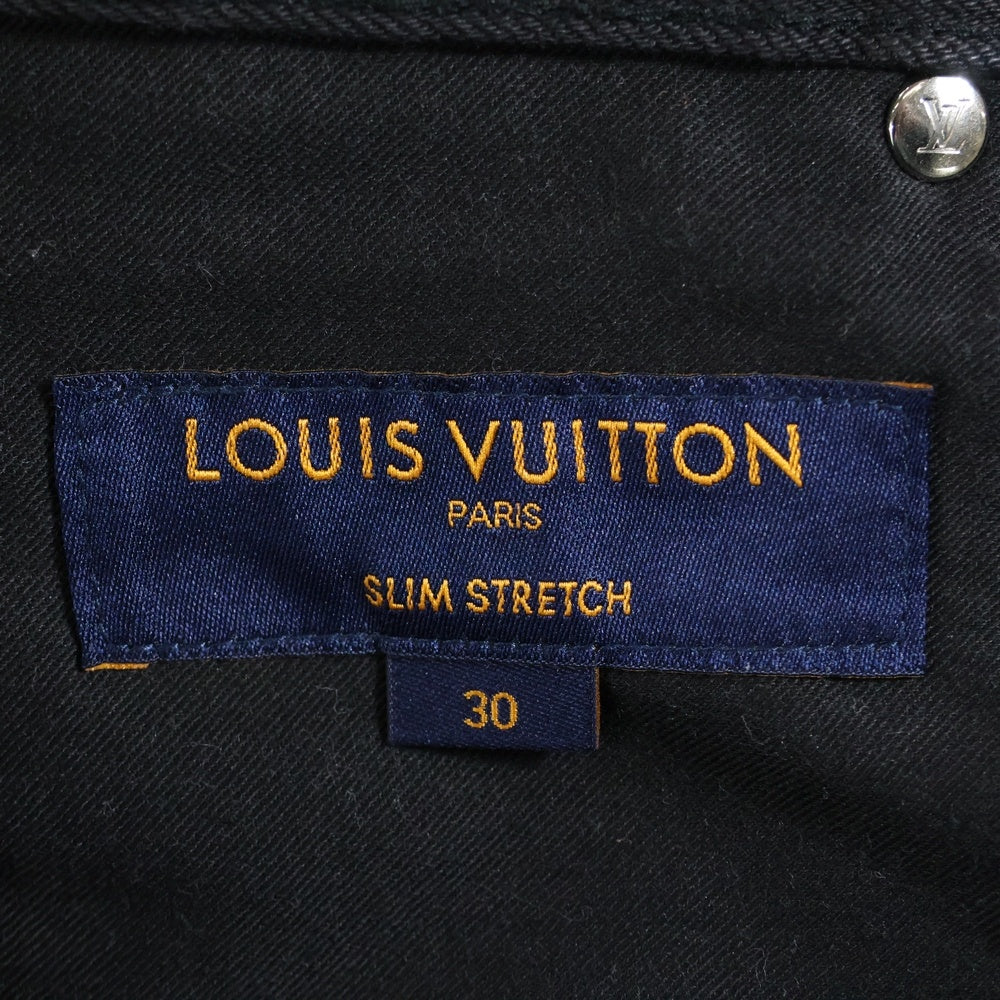 LOUIS VUITTON(ルイヴィトン) モノグラムパッチ ストレートデニムパンツ ジーンズ ブラック