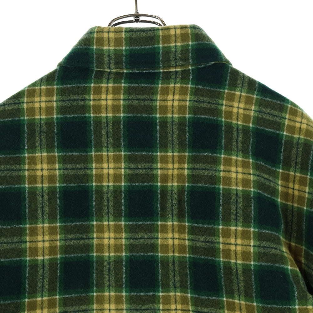 CELINE(セリーヌ) 22AW OVERSHIRT IN CHECKED WOOL オーバーシャツ イン チェックド ウール ボタンジャケット グリーン/イエロー 2W705499R