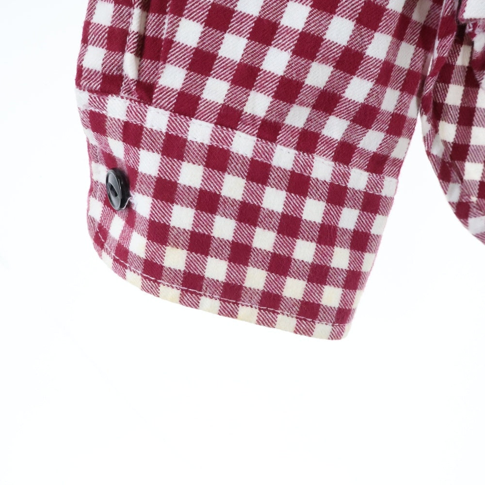 A BATHING APE(アベイシングエイプ) シャーク チェック 長袖 シャツ パーカー レッド 001SH081012X