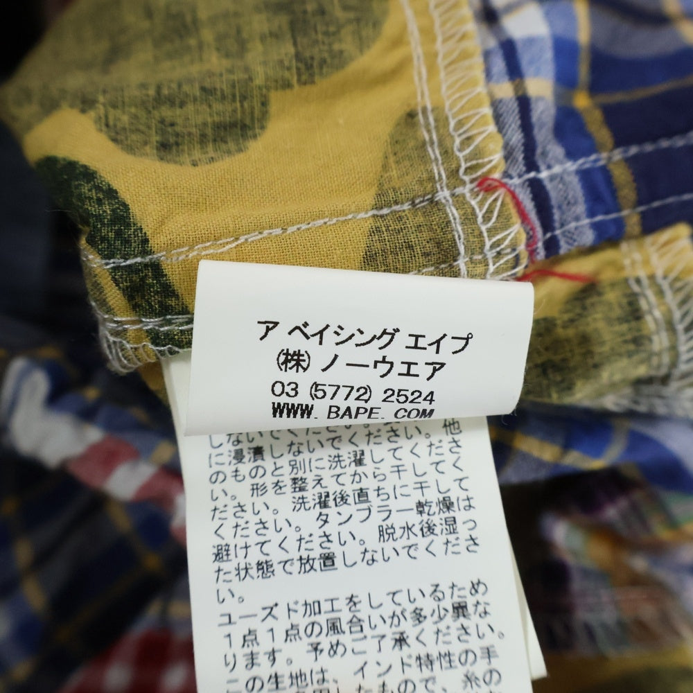 A BATHING APE(アベイシングエイプ) パッチワーク ジップアップ パーカー マルチ 001LJ0301011XX