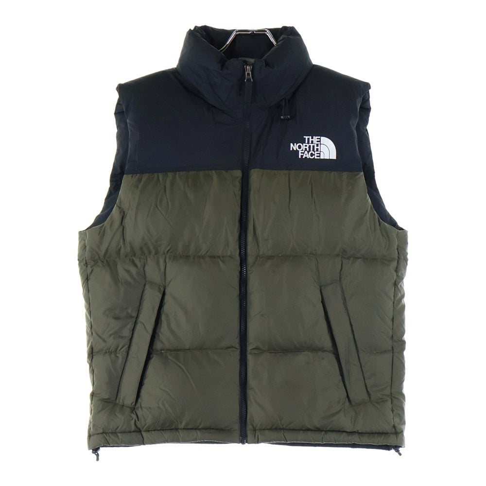 THE NORTH FACE(ザノースフェイス) NUPTSE VEST ロゴエンブロイダリー ヌプシダウンベスト カーキ/ブラック ND92338