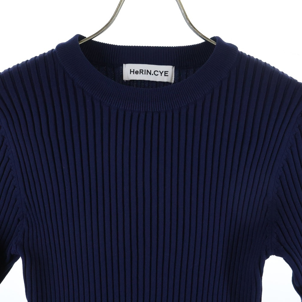 NO BRAND(ノーブランド) HeRIN.CYE ヘリンドットサイ Sheer knit compilation tops シアーニットコンピレーショントップス 長袖カットソー ネイビー レディース 530HAM70-0411