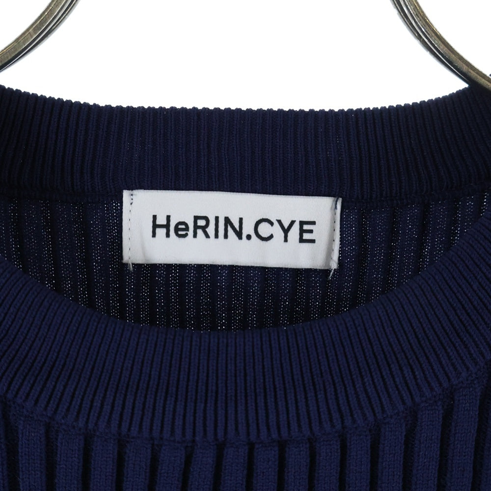 NO BRAND(ノーブランド) HeRIN.CYE ヘリンドットサイ Sheer knit compilation tops シアーニットコンピレーショントップス 長袖カットソー ネイビー レディース 530HAM70-0411