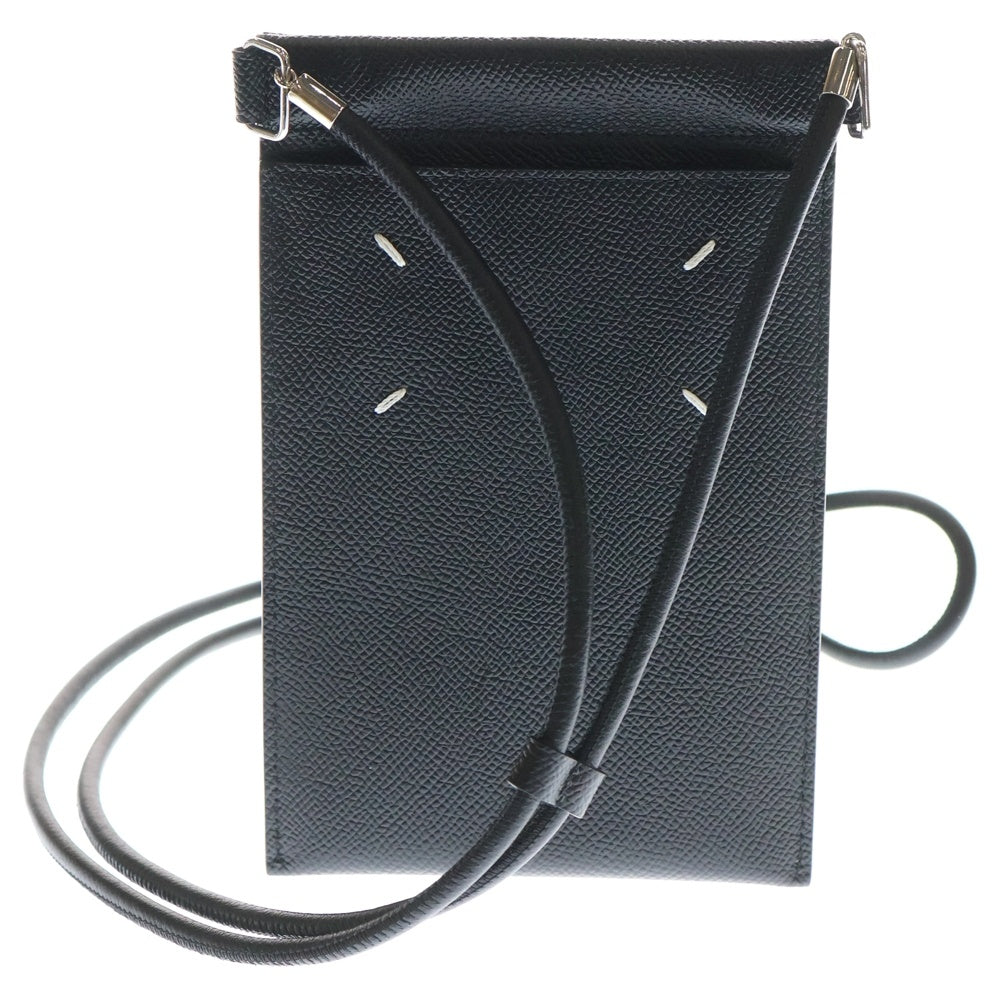 Maison Margiela 11(メゾンマルジェラ11) 4ステッチ グレイニーレザー スマートフォンフォルダー ショルダーポーチ ブラック SA1VZ0002 レディース